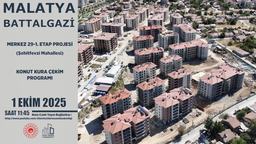 Akçadağ, Yeşilyurt ve Battalgazi'de Kentsel Dönüşüm Konutları Kura Çekimi 1 Ekim'de