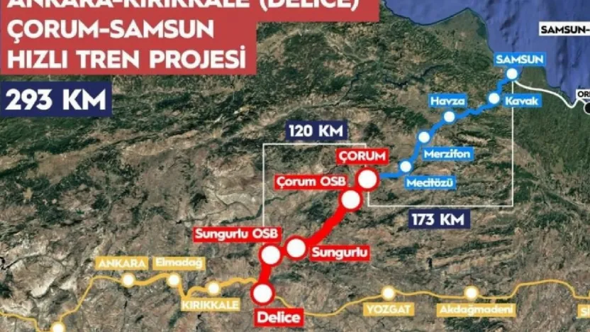 Ankara-Kırıkkale-Çorum-Samsun Hızlı Demiryolu'nda çalışmalar sürüyor