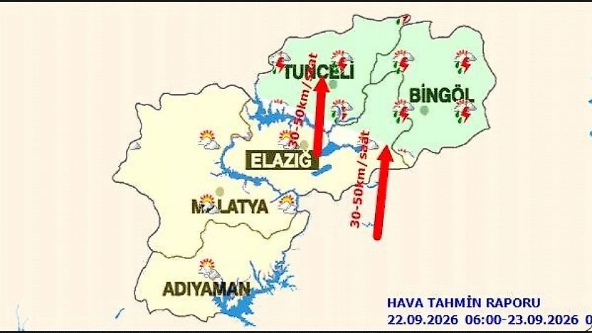 Bölge Genelinde Hava Parçalı Bulutlu: Tunceli ve Bingöl'e Sağanak Uyarısı