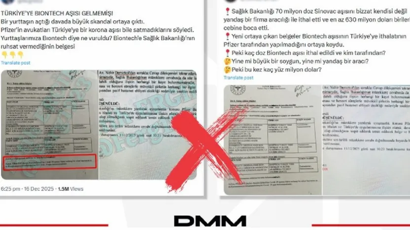 DMM'den 'Türkiye'ye BioNTech aşıları gelmedi' iddialarına yalanlama