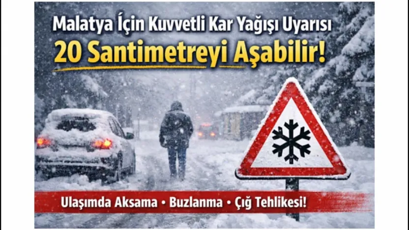Malatya'da Kuvvetli Kar Alarmı: Yüksek Kesimlerde 20 Santimetreyi Aşacak