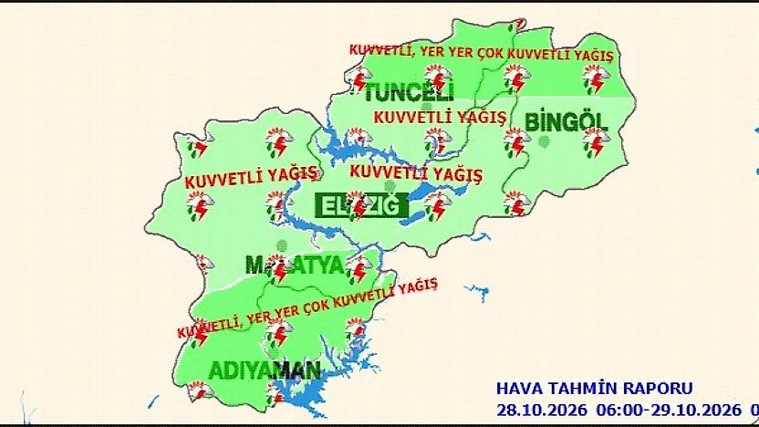 Meteoroloji'den Malatya İçin Kuvvetli Yağış Uyarısı! Sel Riskine Dikkat