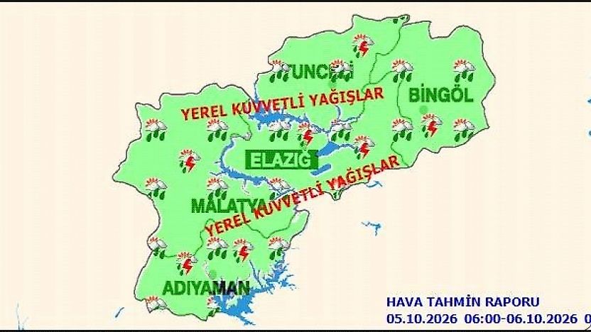 Meteoroloji Uyardı: Malatya'da Sağanak ve Gök Gürültülü Yağış Bekleniyor