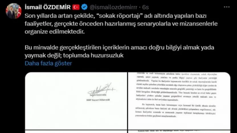MHP'den sokak röportajlarına yönelik yasa teklifi: 'Yalnızca Yetkilendirilmiş Kişiler Yapabilsin