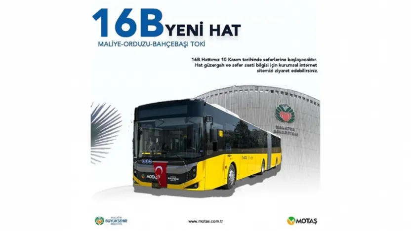 MOTAŞ'tan Yeni Hat: 16B Orduzu Bahçebaşı–Merkez Seferleri Başlıyor
