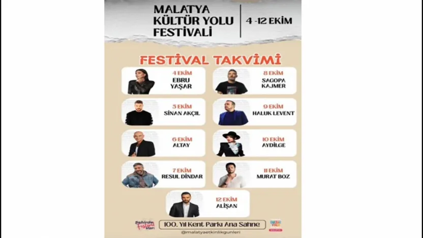 Ünlü Sanatçılar Malatya'da Sahne Alacak: Ebru Yaşar'dan Murat Boz'a Uzanan Festival Takvimi
