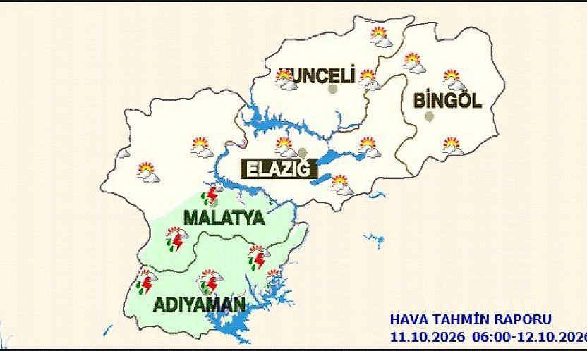 Adıyaman ve Malatya'nın Güneyinde Gece Sağanak Uyarısı