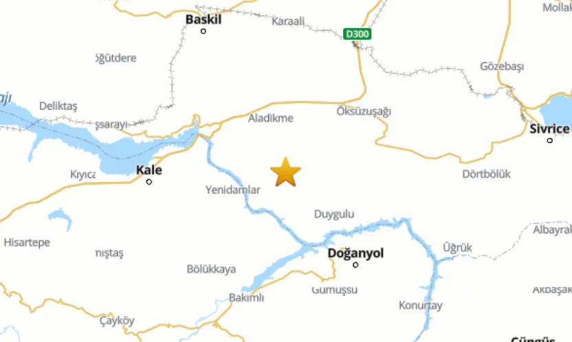 Baskil'de 4.7 Büyüklüğünde Deprem