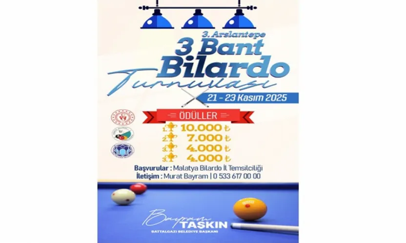Battalgazi'de Bilardo Heyecanı: 3. Arslantepe 3 Bant Turnuvası Başlıyor