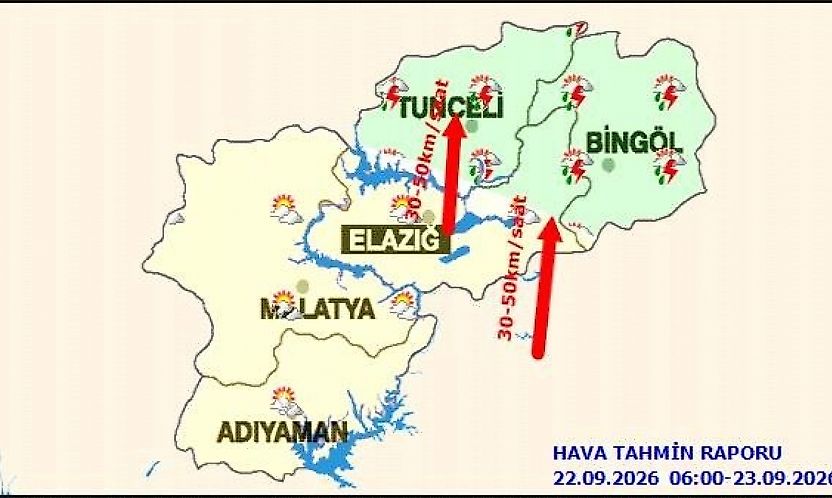 Bölge Genelinde Hava Parçalı Bulutlu: Tunceli ve Bingöl'e Sağanak Uyarısı