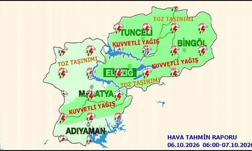 Malatya'da Hava Çok Bulutlu ve Yağışlı: Kuvvetli Yağış Uyarısı