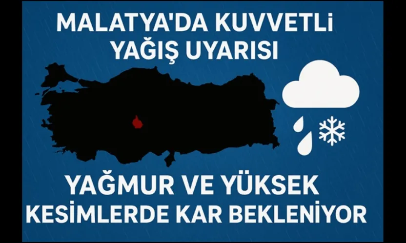 Malatya'da Kuvvetli Yağış Uyarısı: Yağmur Ve Yüksek Kesimlerde Kar Bekleniyor
