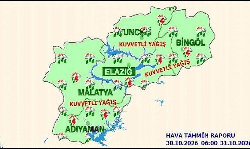 Malatya'da Sağanak Alarmı! Meteoroloji 21-50 Kilogram Yağış Bekliyor