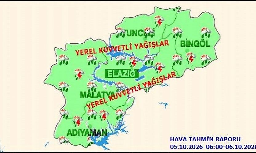 Meteoroloji Uyardı: Malatya'da Sağanak ve Gök Gürültülü Yağış Bekleniyor
