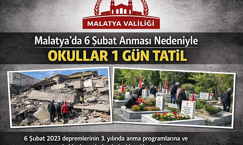 Valilikten 6 Şubat Kararı: Okullar Tatil, Yakınlarını Kaybedenlere İdari İzin