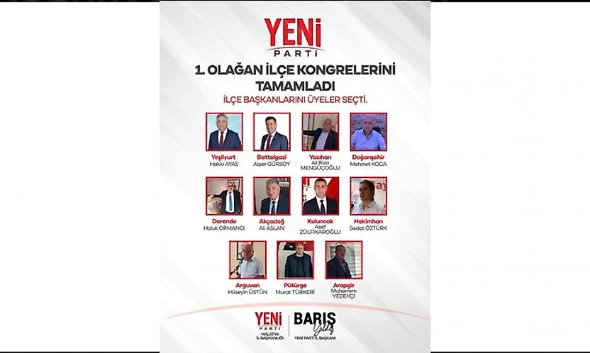 YENİ Parti Malatya'da İlçe Kongrelerini Tamamladı