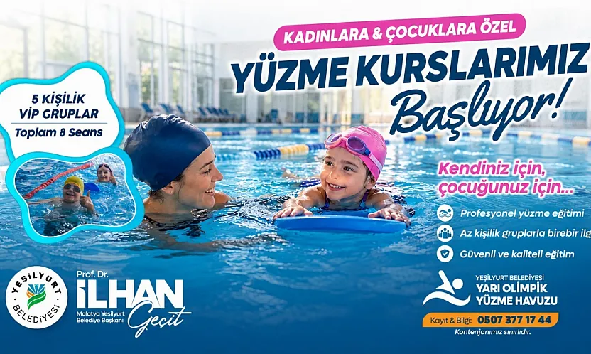 Yeşilyurt Belediyesi Yarı Olimpik Yüzme Havuzunda Yüzme Kursları Başlıyor