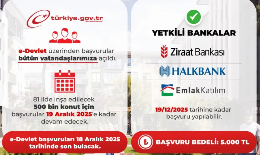 Yüzyılın Konut Projesinde E-Devlet Başvuruları sürüyor